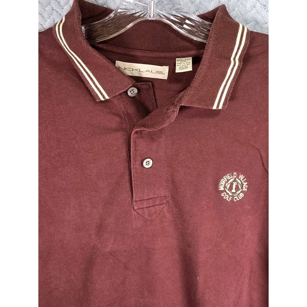 Nicklaus Murifield Village Golf Club Golf Polo Shirt Mens Large Red Heavy Cotton